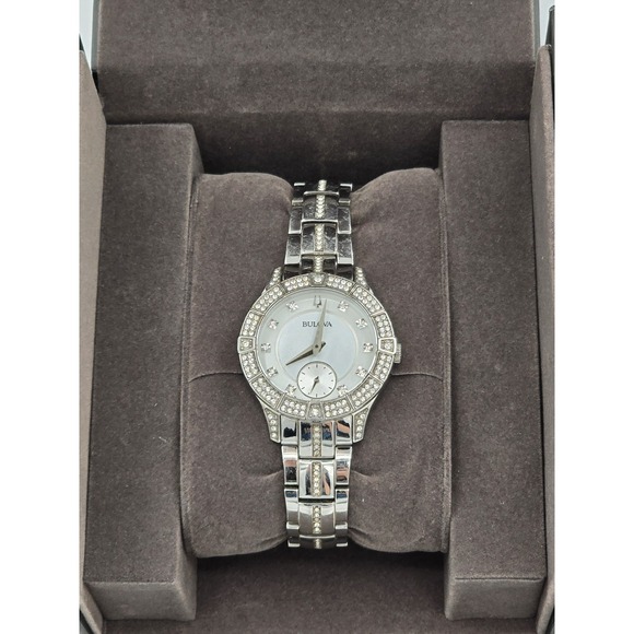 Bulova Ladies\' Classic Crystal Stainless Steel 2-Hand 96L291 NEEDS BATT SEE PICS main image 12